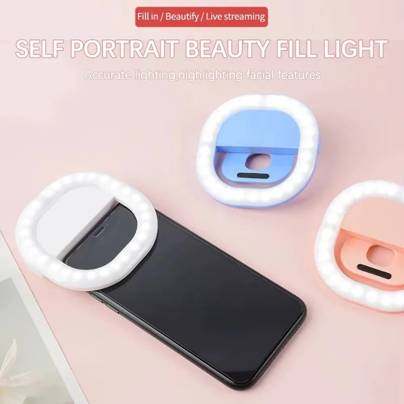 Mini Mobile Phone LED Beauty Makeup Light: USB Rechargeable, 3-Level Brightness Dimmable for Live Streams, Selfies, and Makeup