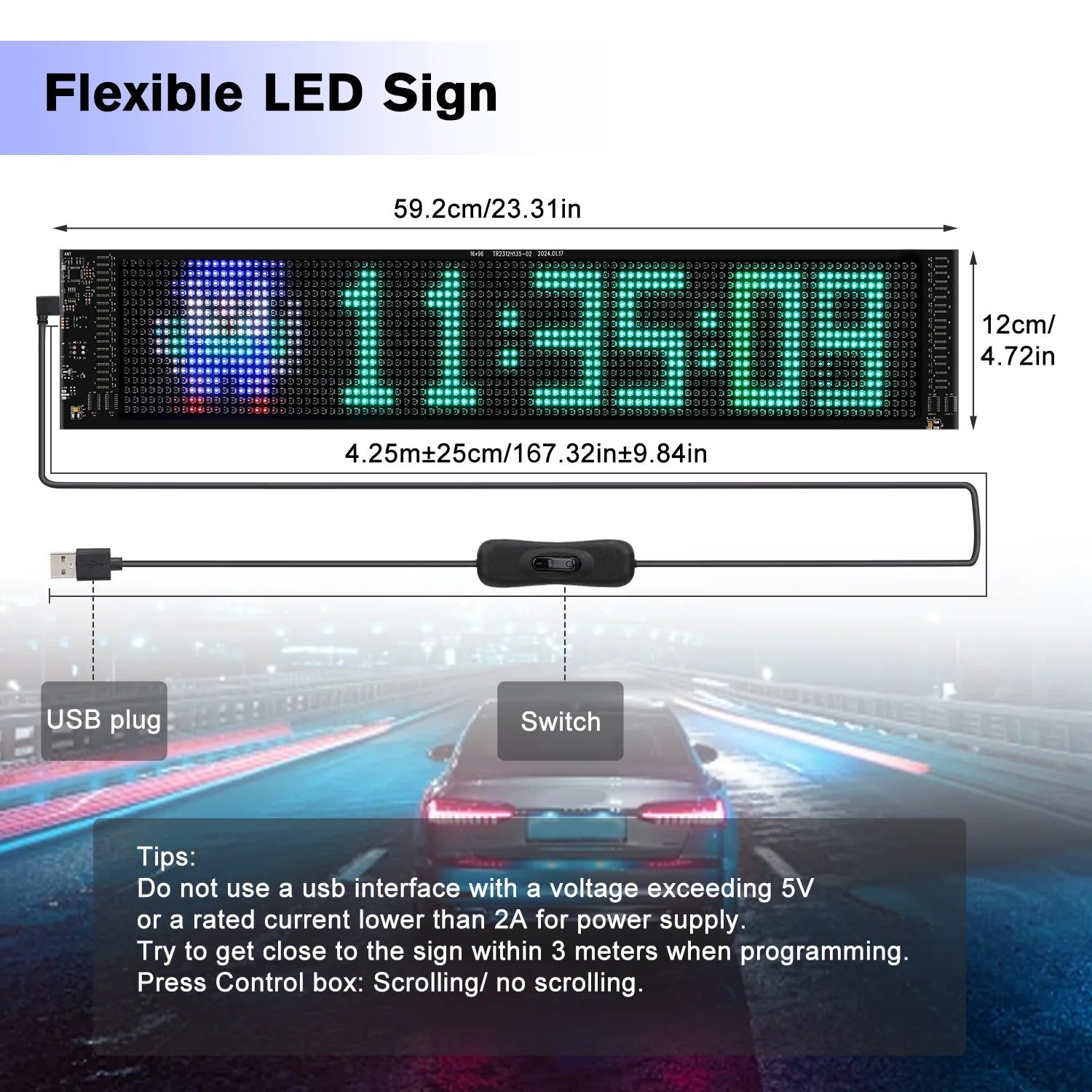 USB 5V Flexible LED Matrix Pixel Panel Addressable LED RGB Sign Flexible Screen Scrolling Message Display Board Bluetooth