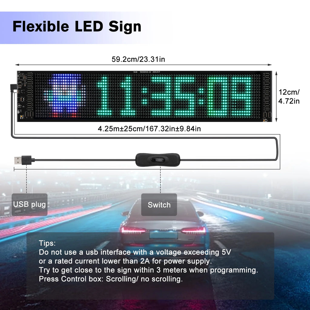 USB 5V Flexible LED Matrix Pixel Panel Addressable LED RGB Sign Flexible Screen Scrolling Message Display Board Bluetooth