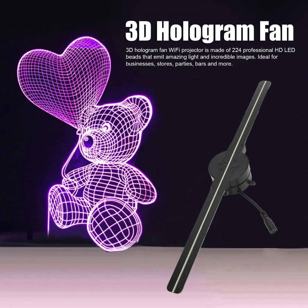 3D Hologram Fan 16.5in 2000x224 WiFi 3D Projector with 224 LED Light Beads for Business Store Advertising Christmas Halloween