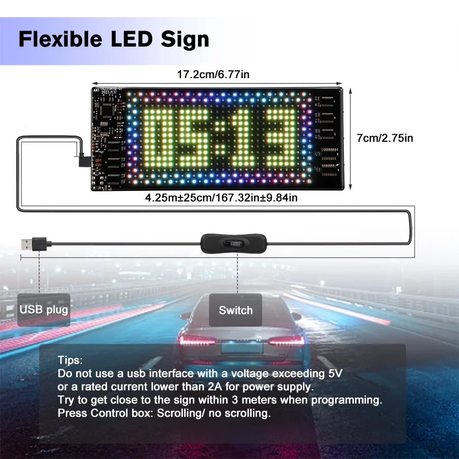 USB 5V Flexible LED Matrix Pixel Panel Addressable LED RGB Sign Flexible Screen Scrolling Message Display Board Bluetooth