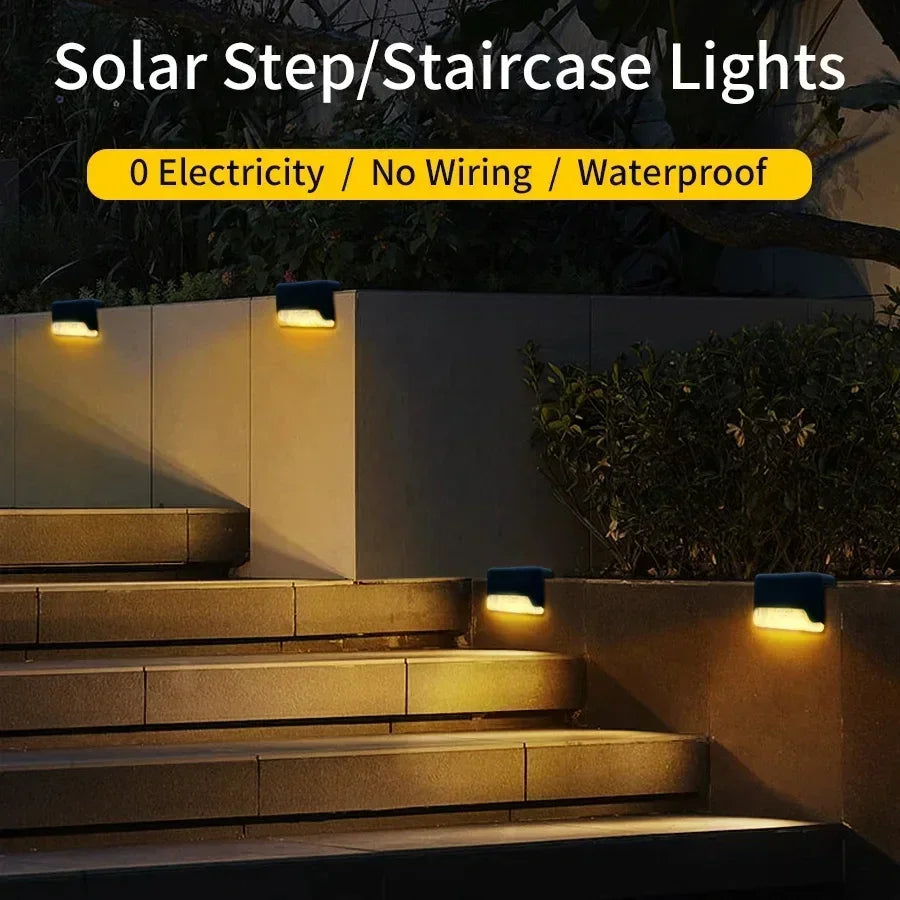 Outdoor LED Solar Deck Lights Waterproof Fence Post Solar Lights for Courtyard Patio Stairs Step Yard Garden Pathway Pool Decor