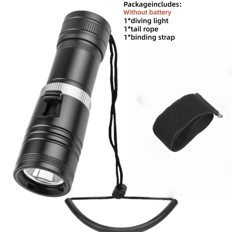 D117 Aluminum Waterproof IPX8 Diving Flashlight LED Scuba Diver Diving Light 100M  Waterproof Lantern Camping Fishing LED Torch