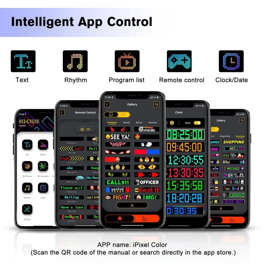 USB 5V Flexible LED Matrix Pixel Panel Addressable LED RGB Sign Flexible Screen Scrolling Message Display Board Bluetooth