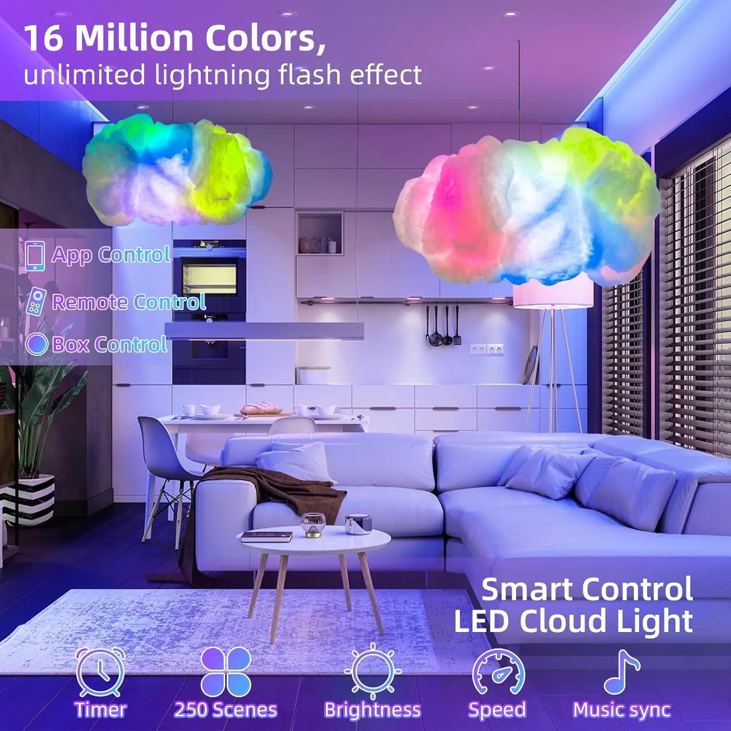 Cloud LED Lights Music Sync Bluetooth App Control Wall Light 3D Thundercloud Ceiling Lamp Color Changing Strip For Game Room