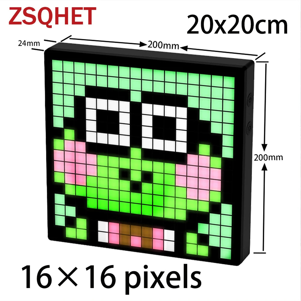 ZSQHET LED Pixel Art Display Screen 32x32 LED Digital Clock With Night Light APP Control Alarm Clock For Pixel Art in Home Decor