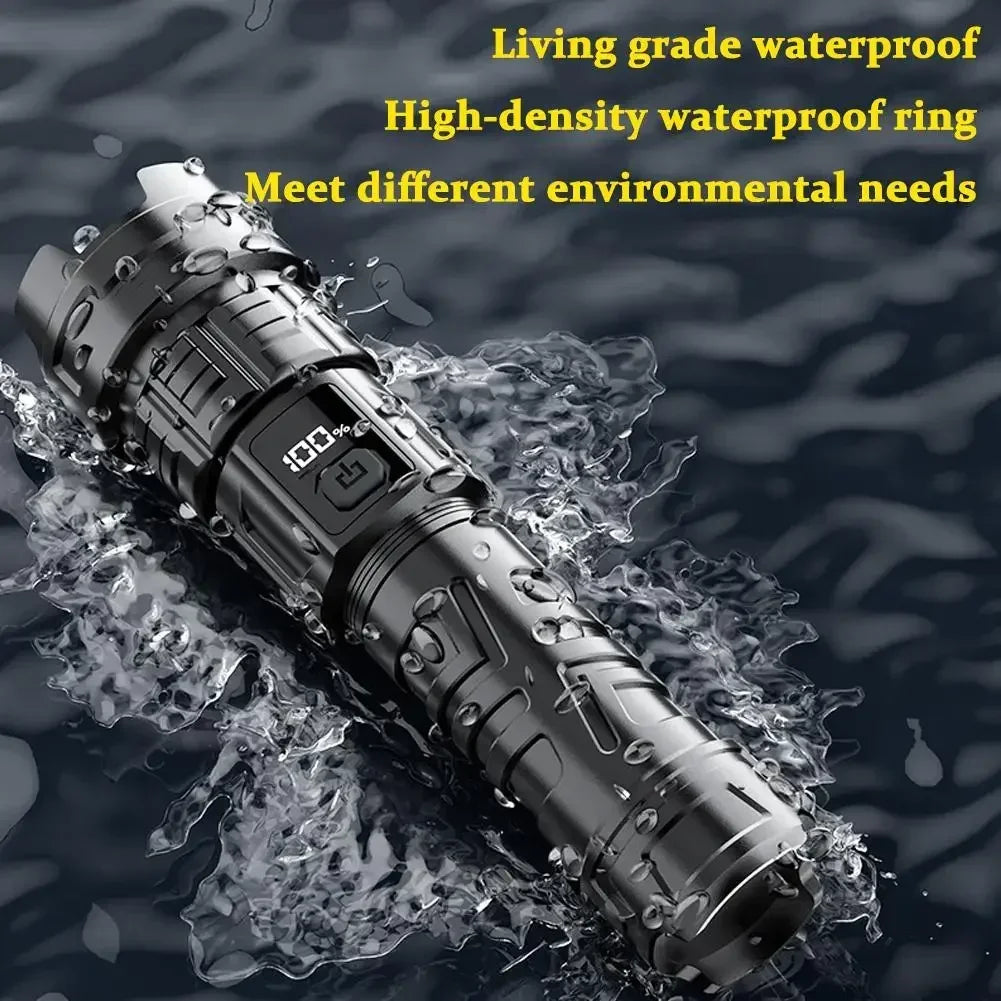 Super Bright LED Flashlight USB Rechargeable Torch Outdoor Zoom Fishing Hunting Spotlight Built-in 18650 Battery ABS Flashlight