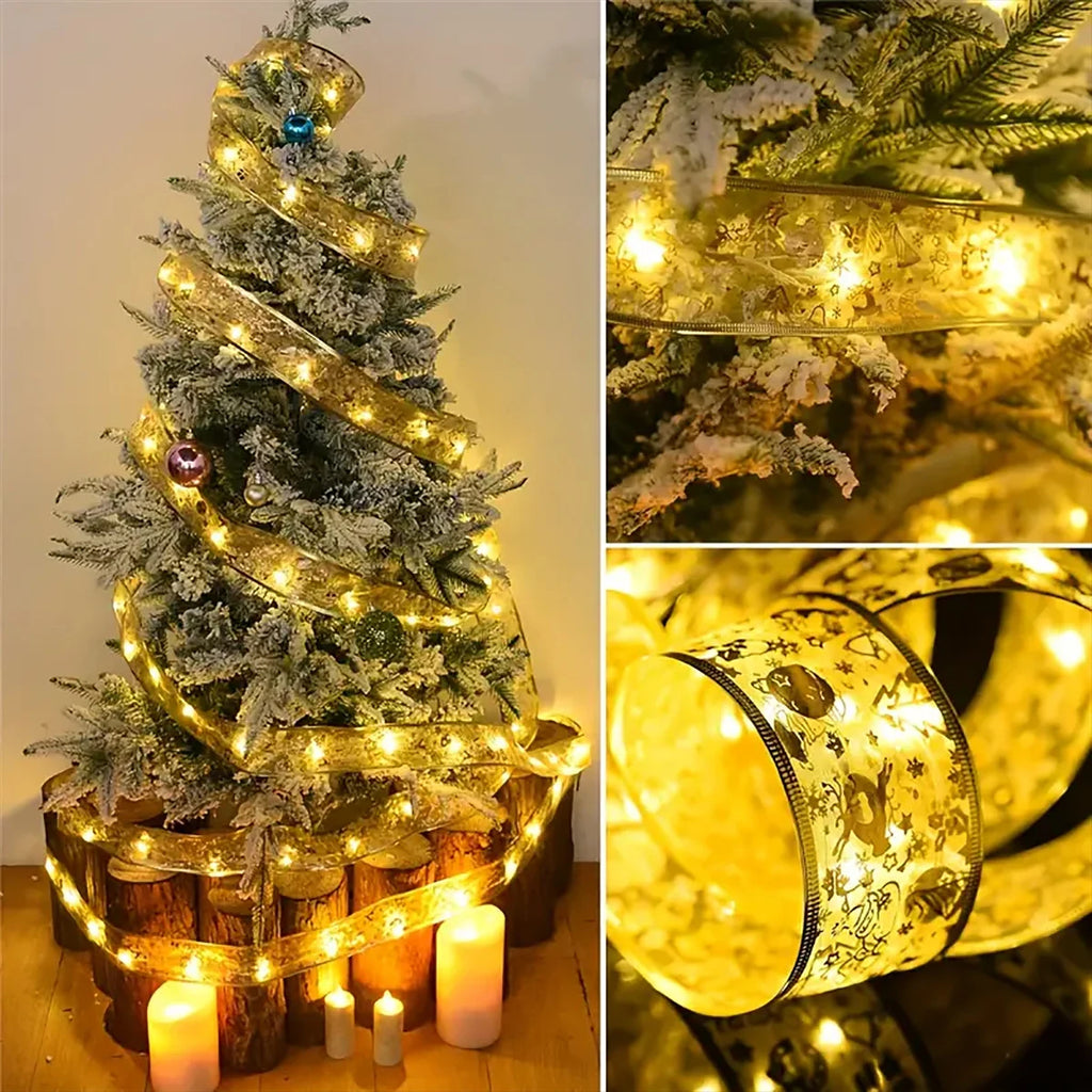 5/10 meter Christmas ribbon copper wire lamp, suitable for perfect wedding and Christmas decoration, Christmas tree decoration