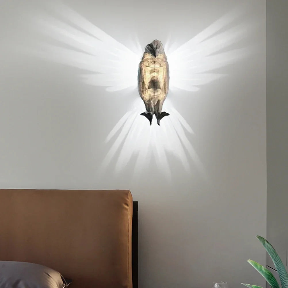 Cute LED Wall Light Battery Operated Owl Eagle Shape Projector Light 3D Animal LED Wall Lamp for Staircase Hallway Wall Sconce