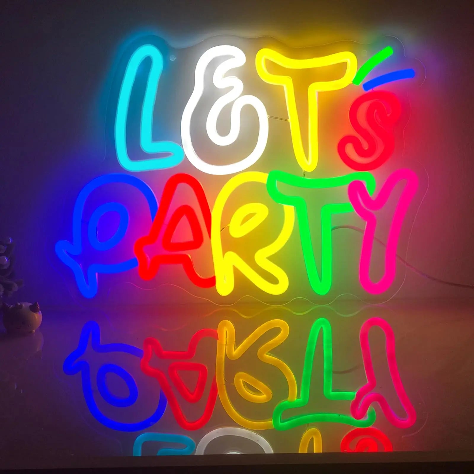 Let's Party Neon Sign - Multicolor USB LED | 14.17x10.32In | Ideal Wall Decor for Birthday, Bachelorette Parties, Game Room, Bar