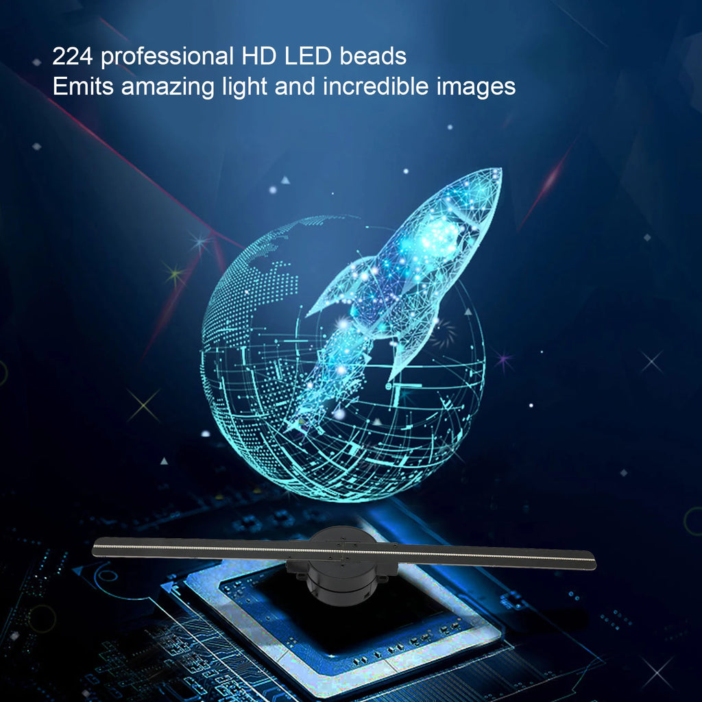 3D Hologram Fan 16.5in 2000x224 WiFi 3D Projector with 224 LED Light Beads for Business Store Advertising Christmas Halloween