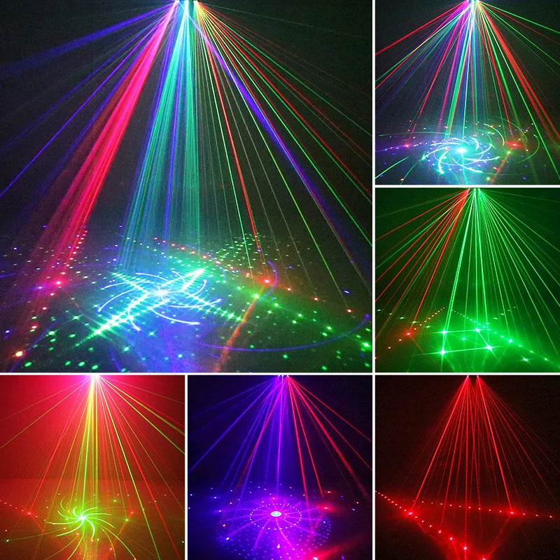 21 Eyes RGB DJ Disco Party Stage Light DMX512 UV LED Pattern Strobe Lights for Laser Light Show Xmas Club Bar Disco Dancing