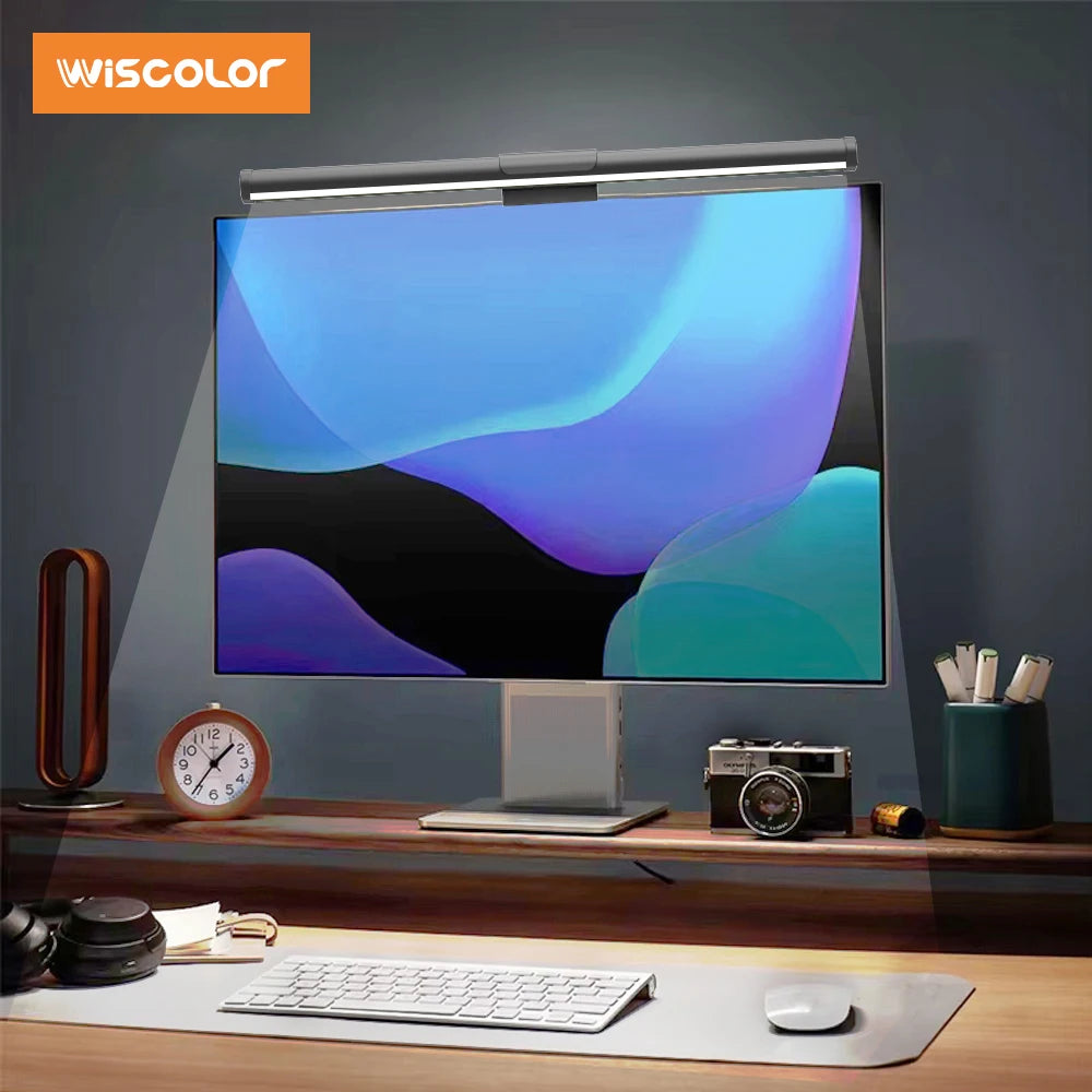 Wiscolor LED Screen Monitor Hanging Light Bar LCD Computer Laptop PC Reading Lightbar RGB Dimming Desk USB Lamp Study Eyes Care