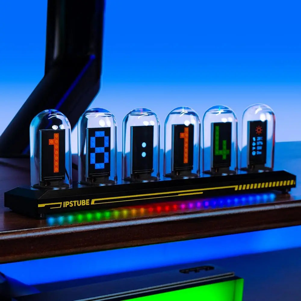 RGB Nixie Tube Clock LED Glows IPS Color Screen DIY Analog Digital Tube Night lights Gaming Desktop Home Decoration Gift Idea