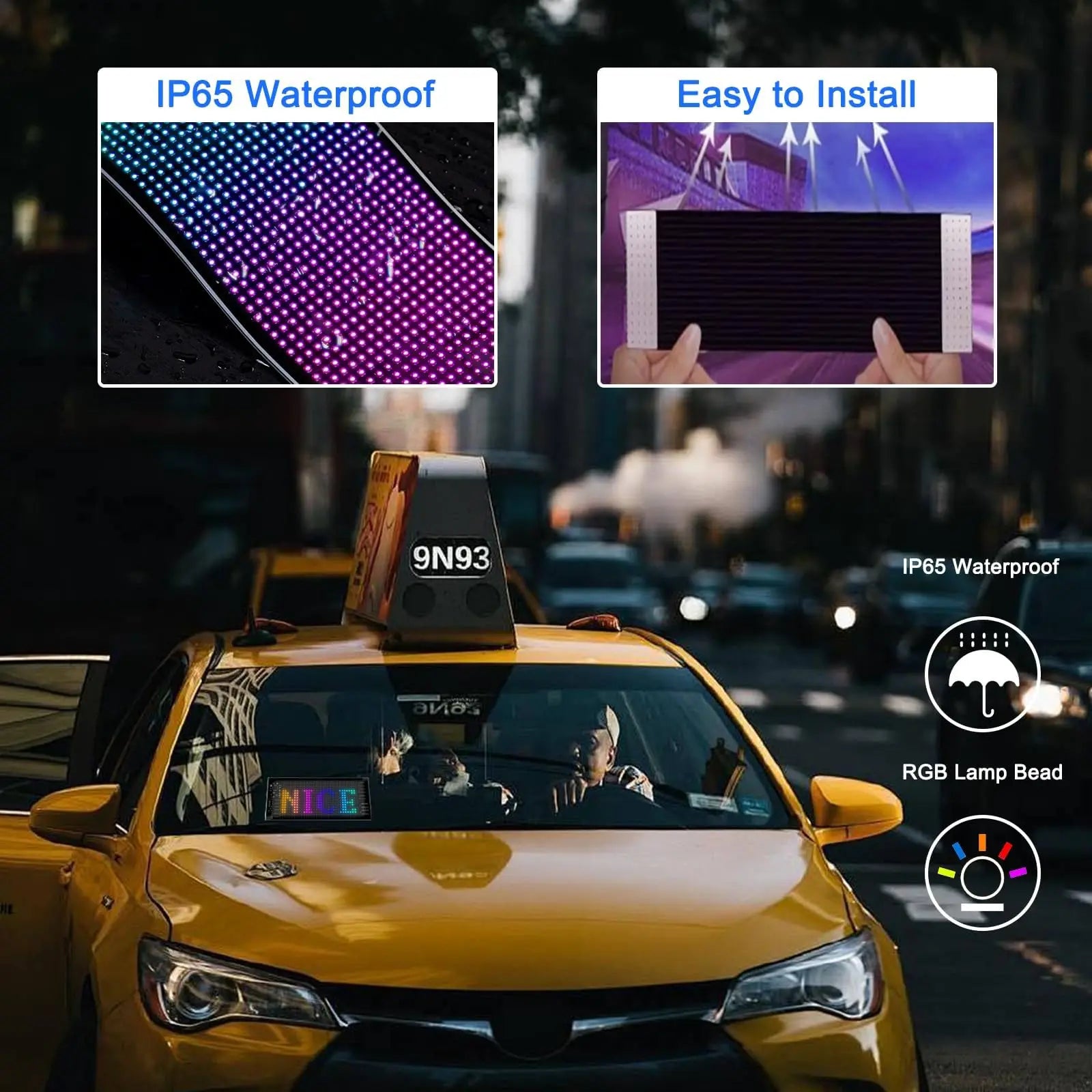 LED Sign Bluetooth App/Remote Control Flexible Programmable Car Interior Lights USB 5V Custom Text Pattern Matrix Panel 17x7 cm