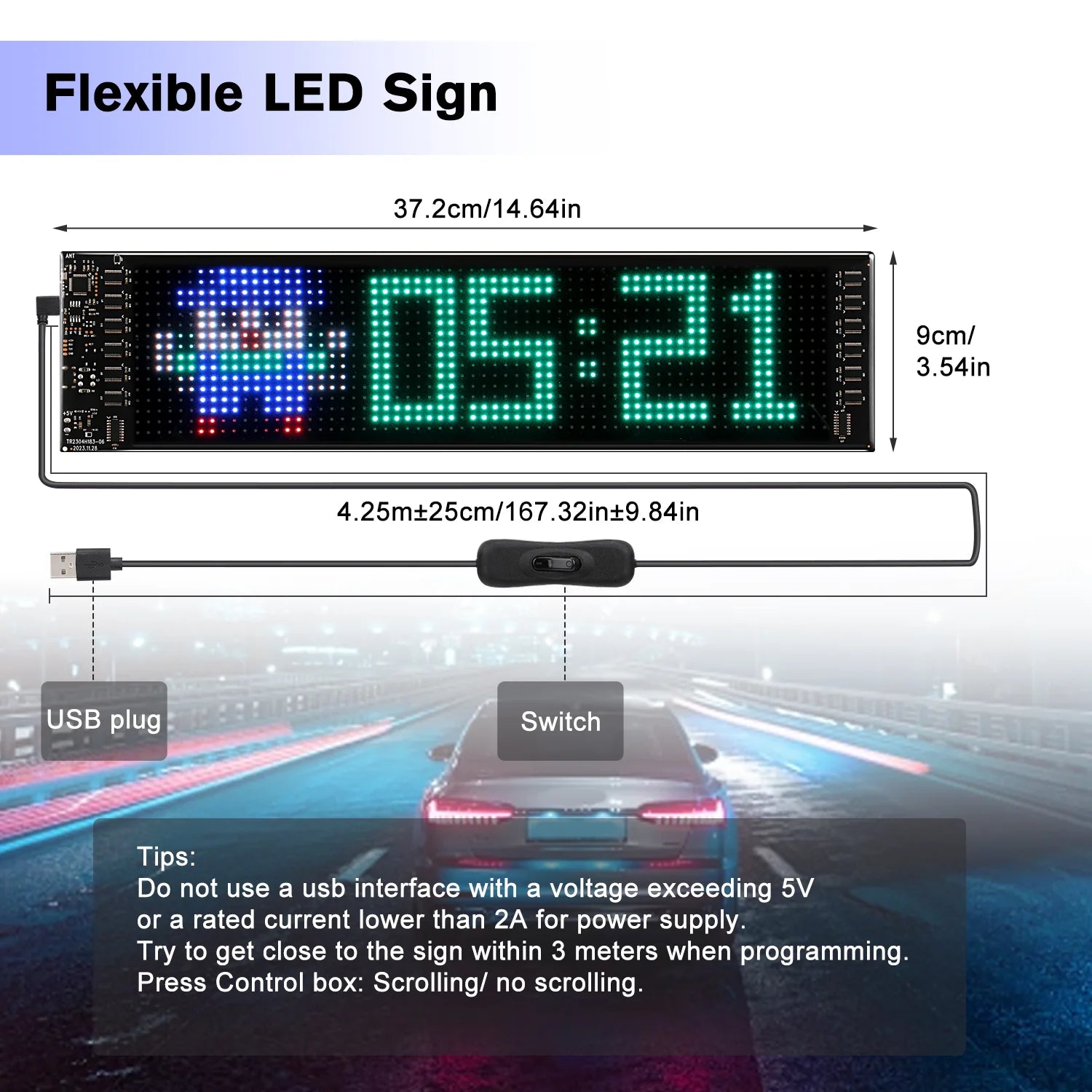 USB 5V Flexible LED Matrix Pixel Panel Addressable LED RGB Sign Flexible Screen Scrolling Message Display Board Bluetooth
