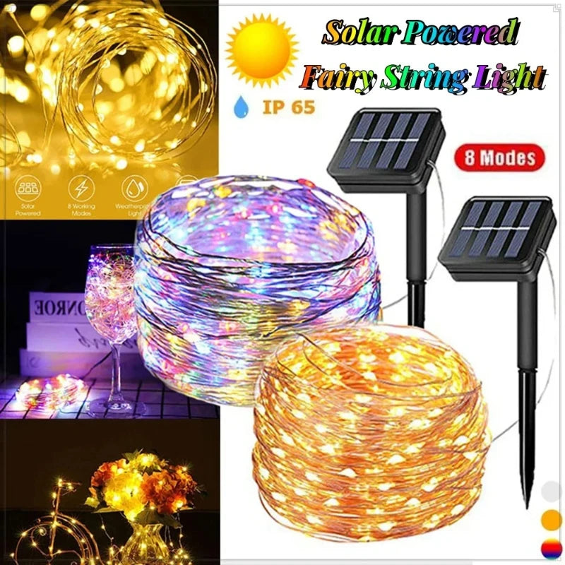 Solar Light Outdoor Waterproof 50/100/200/300 LED Lamp String For Holiday Christmas Party Fairy Lights Garden Garland
