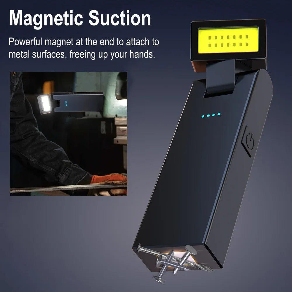 BORUiT 300LM Rotatable Head EDC LED Flashlight Type-C Rechargeable Work Light Torch with Magnet Camping Pocket Lantern