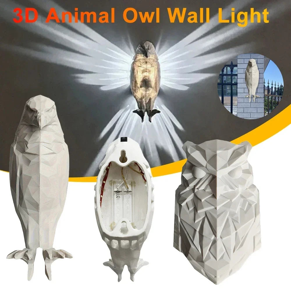 Cute LED Wall Light Battery Operated Owl Eagle Shape Projector Light 3D Animal LED Wall Lamp for Staircase Hallway Wall Sconce