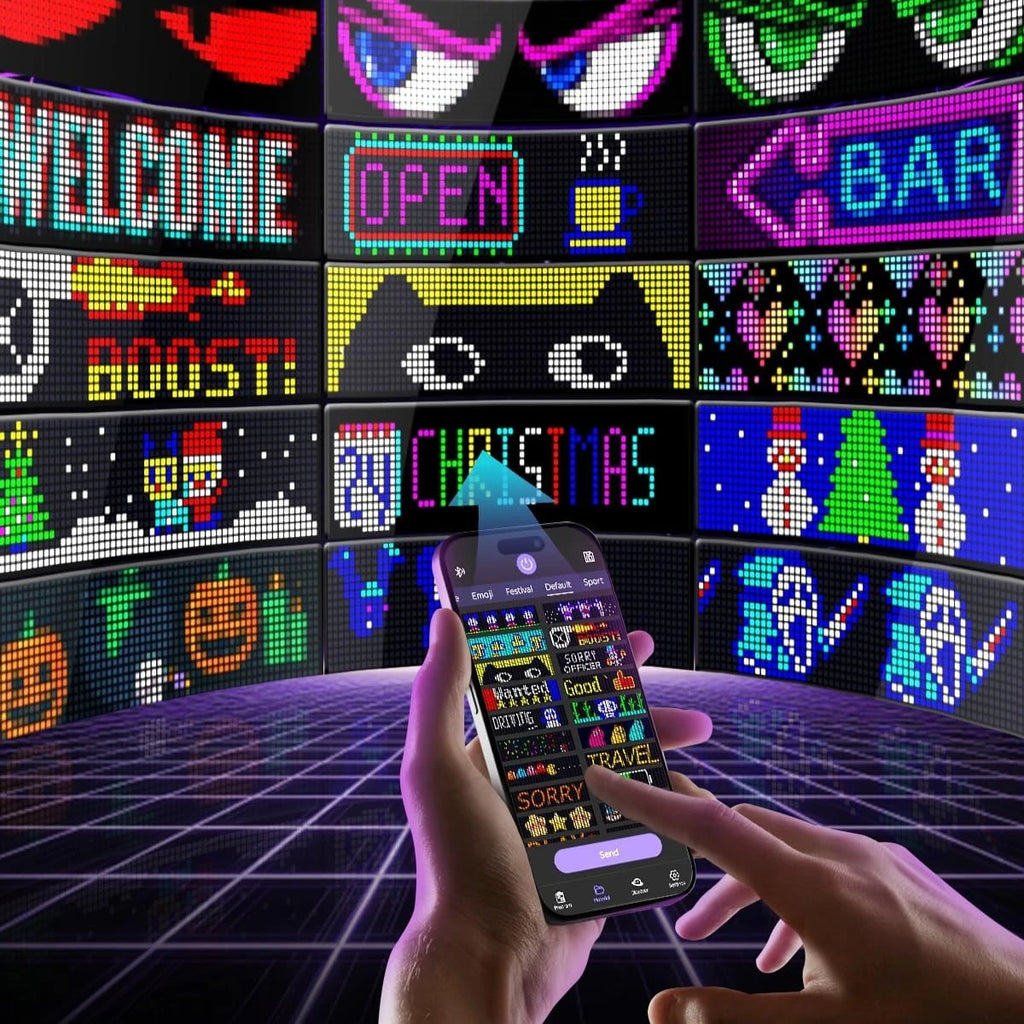 New LED Matrix Pixel Panel Display Screen Flexible RGB Car Graffiti Scrolling Text Animation Shop Reminder Light Bluetooth