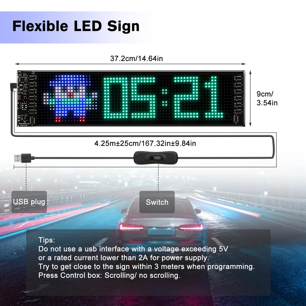 USB 5V Flexible LED Matrix Pixel Panel Addressable LED RGB Sign Flexible Screen Scrolling Message Display Board Bluetooth