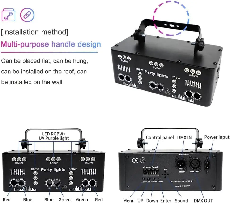 21 Eyes RGB DJ Disco Party Stage Light DMX512 UV LED Pattern Strobe Lights for Laser Light Show Xmas Club Bar Disco Dancing