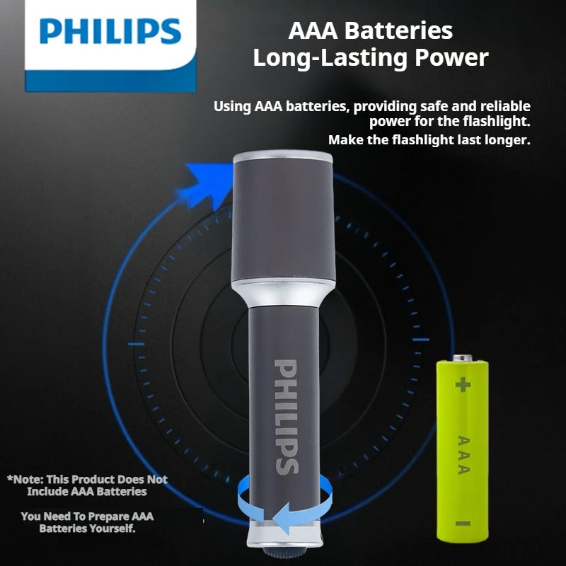 Philips 2025 New SFL2251 EDC Flashlight Aluminum Flashlight Replaceable Battery Zoomable Mini Size Suitable for Outdoor Camping