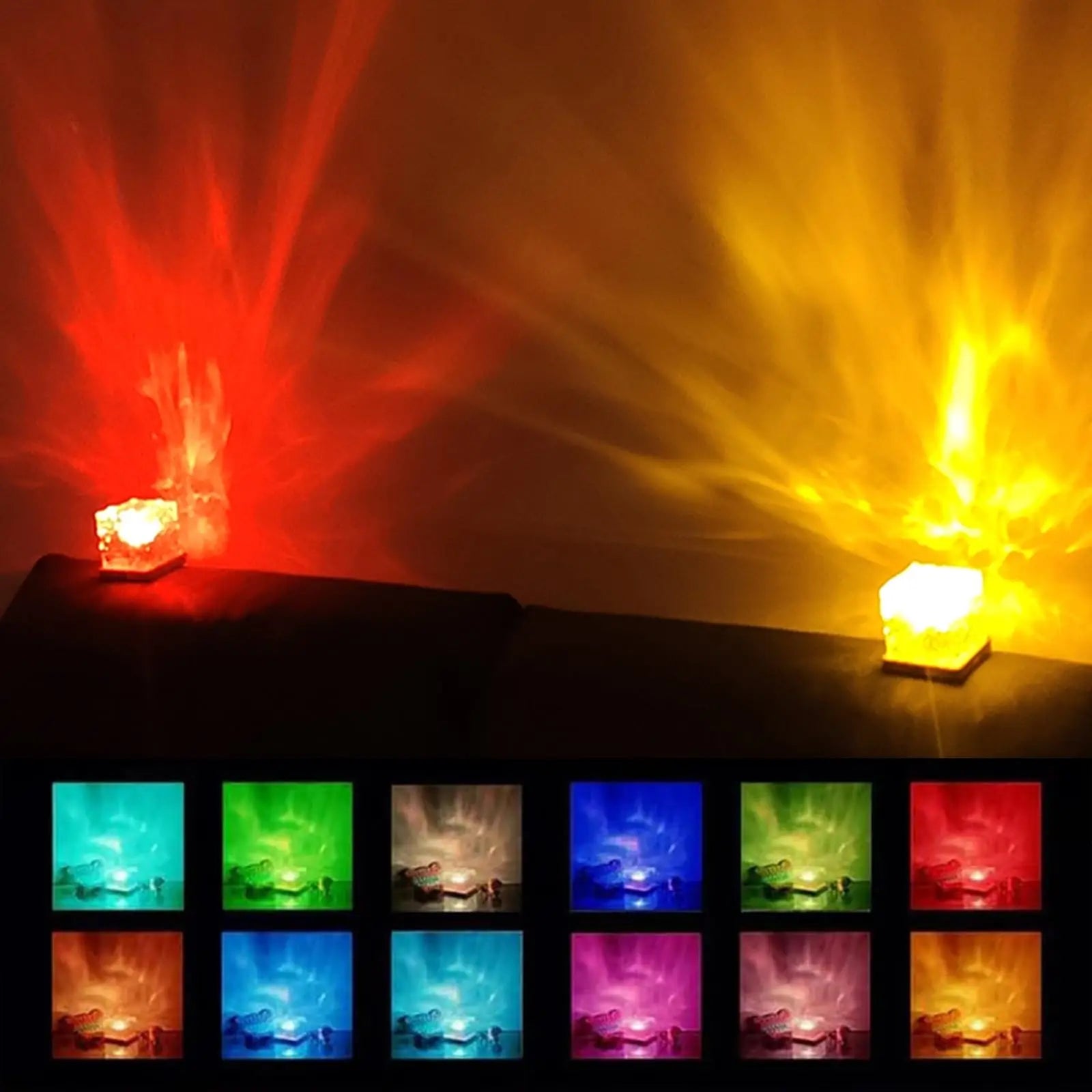 Ocean Wave Projector Light, 16-Color Luminorthe Cube Lamp & App Remote, 3D Holographic Water Ripple Romantic Ambient Lighting