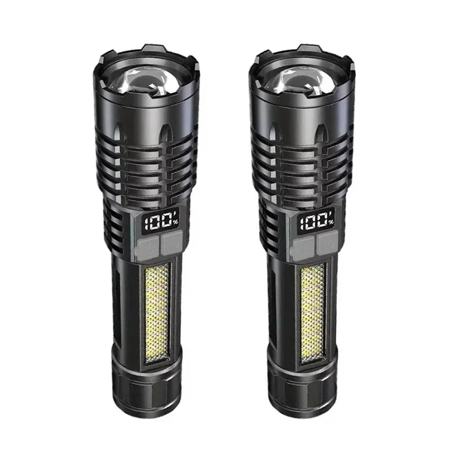 Rechargeable Flashlight w/  Bright COB Light, Portable ZoomTorch for Outdoor Camping/Fishing/Hunting/Climbing/Hiking/Emergencies