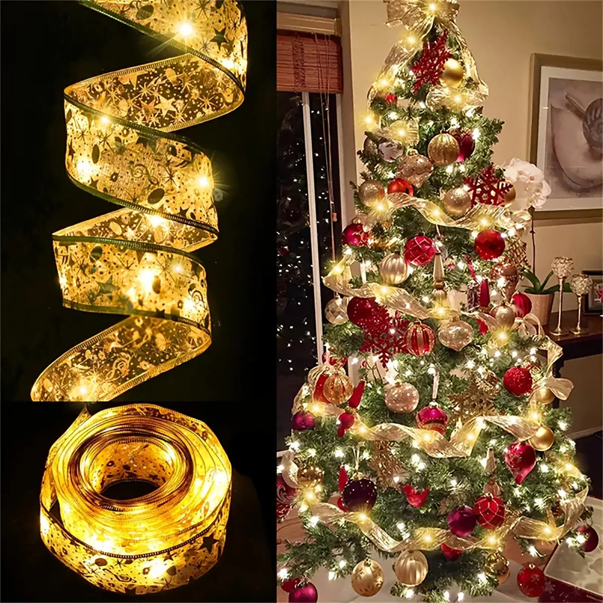 5/10 meter Christmas ribbon copper wire lamp, suitable for perfect wedding and Christmas decoration, Christmas tree decoration