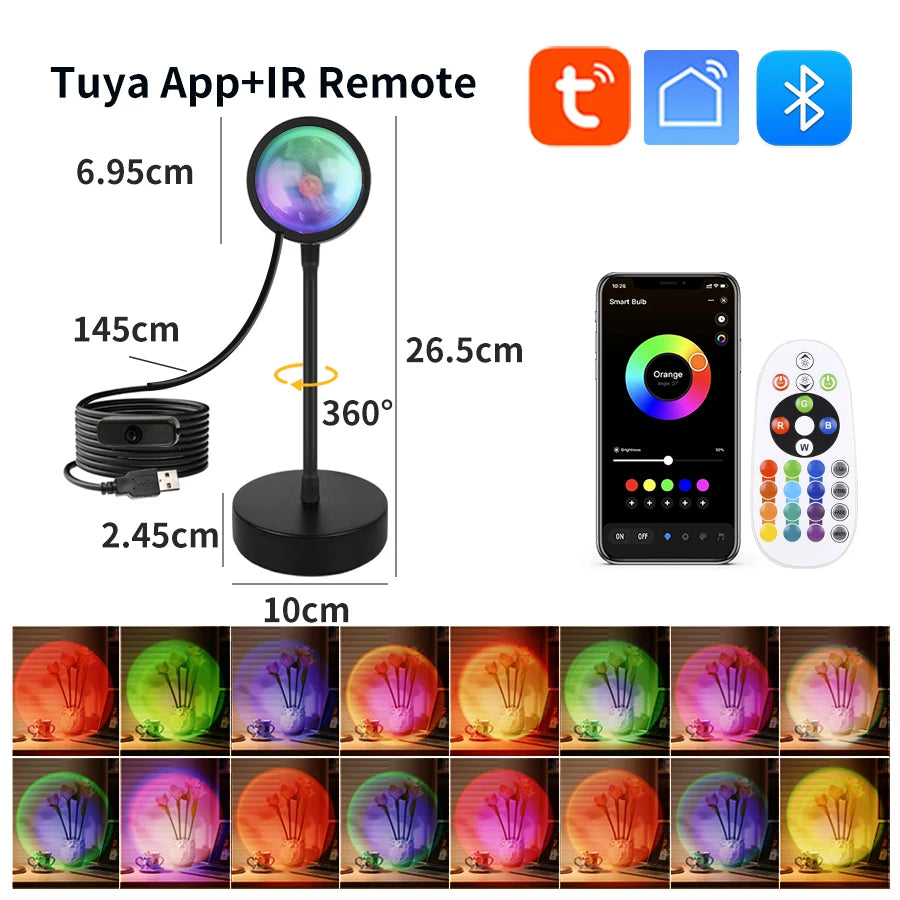 Sunset Photography Led Fill Light Tuya Smart Life App Remote Control Sunset Projector Night Light RGB Atmosphere Wall Spotlight