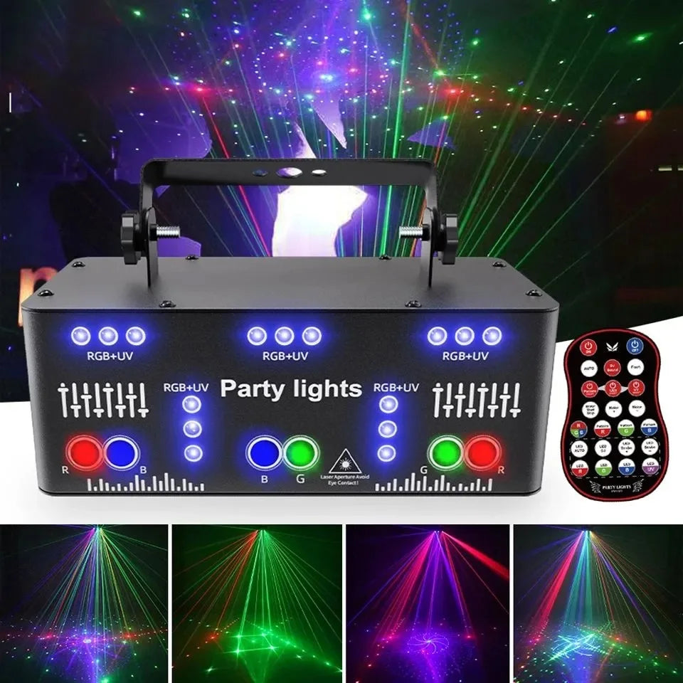 21 Eyes RGB DJ Disco Party Stage Light DMX512 UV LED Pattern Strobe Lights for Laser Light Show Xmas Club Bar Disco Dancing