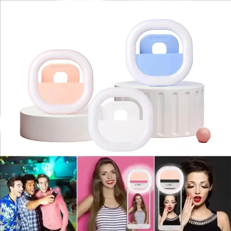 Mini Mobile Phone LED Beauty Makeup Light: USB Rechargeable, 3-Level Brightness Dimmable for Live Streams, Selfies, and Makeup