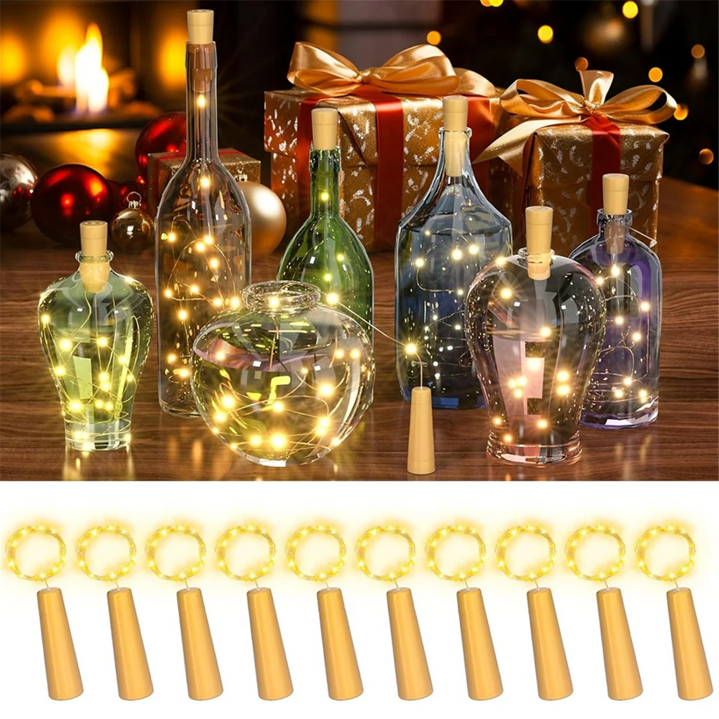 ONCE 10PCS Wine Bottle Cork Lights 20 LED Fairy String Lights for DIY Party Wedding Christmas Festival Bar Decoration