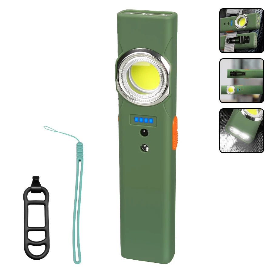Portable Sensor LED Flashlight with Magnet Type-C Rechargeable Work Light with Clip Waterproof Torch for Outdoor Camping Hiking