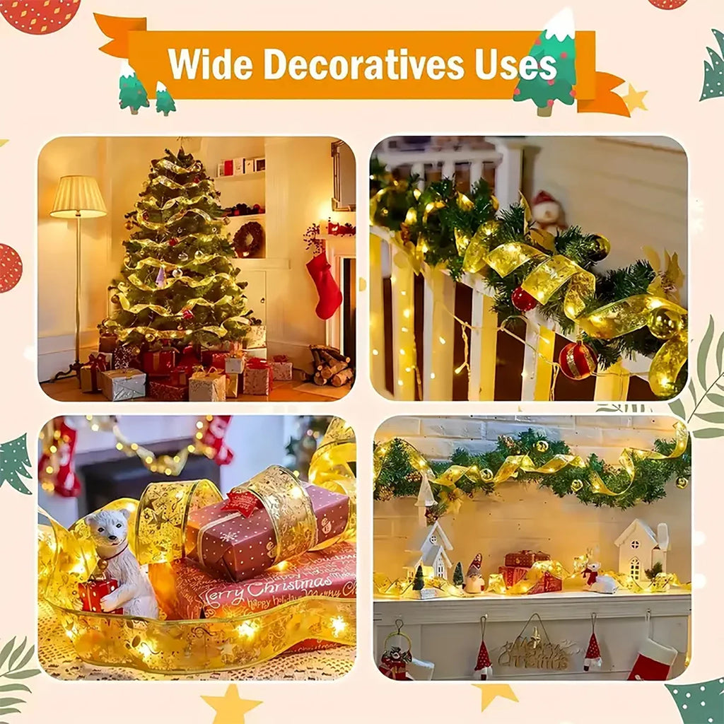 5/10 meter Christmas ribbon copper wire lamp, suitable for perfect wedding and Christmas decoration, Christmas tree decoration