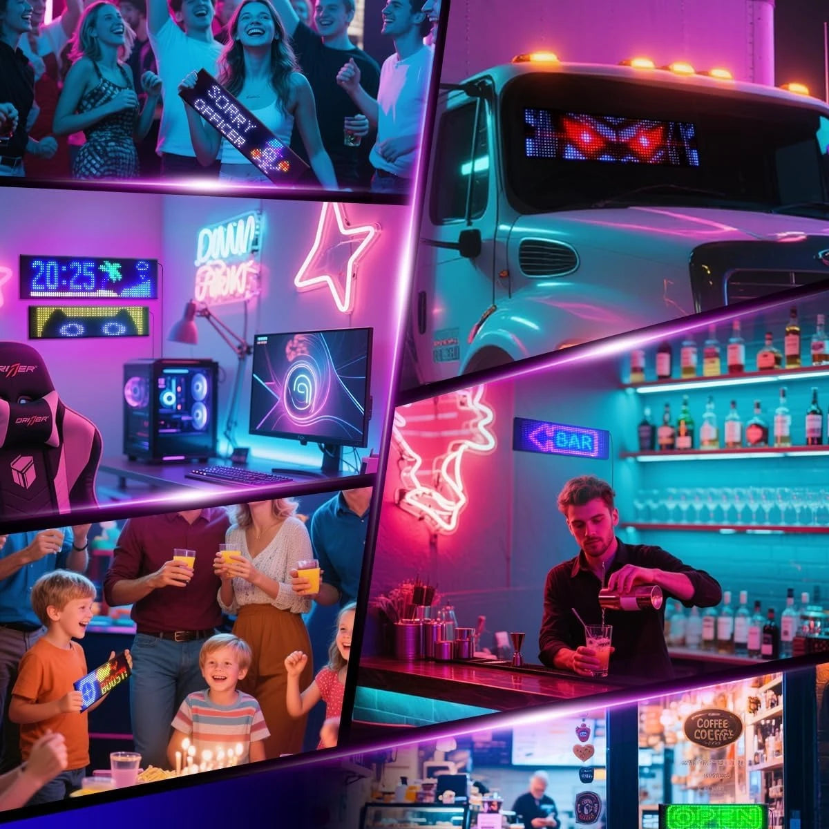 New LED Matrix Pixel Panel Display Screen Flexible RGB Car Graffiti Scrolling Text Animation Shop Reminder Light Bluetooth