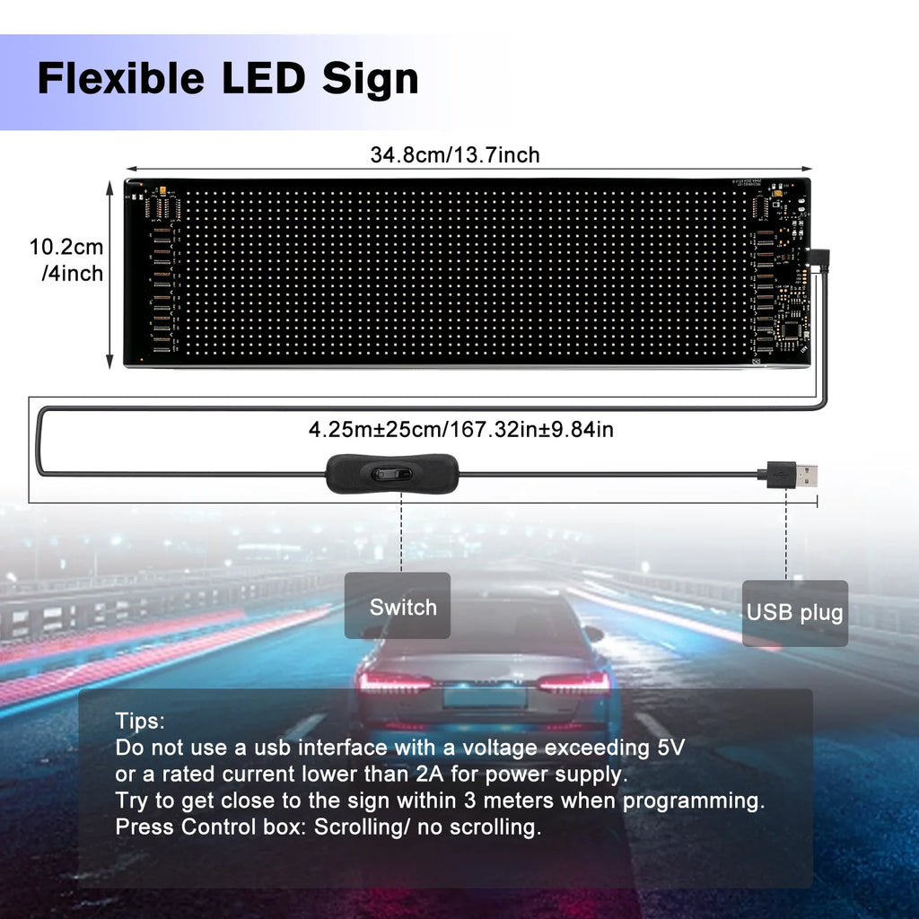 USB 5V Flexible LED Matrix Pixel Panel Addressable LED RGB Sign Flexible Screen Scrolling Message Display Board Bluetooth