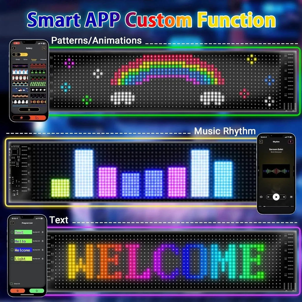USB 5V Flexible LED Matrix Pixel Panel Addressable LED RGB Sign Flexible Screen Scrolling Message Display Board Bluetooth