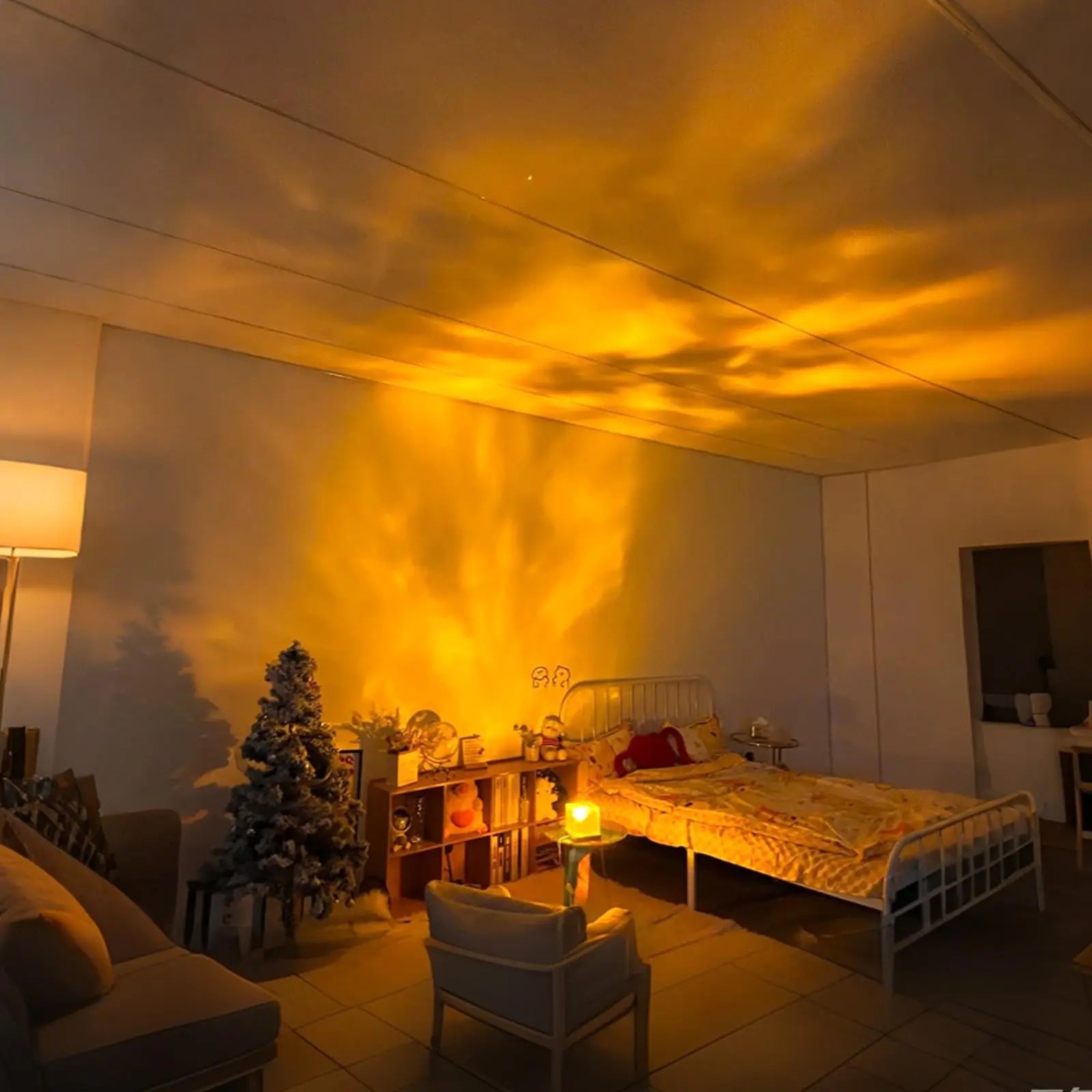 Ocean Wave Projector Light, 16-Color Luminorthe Cube Lamp & App Remote, 3D Holographic Water Ripple Romantic Ambient Lighting