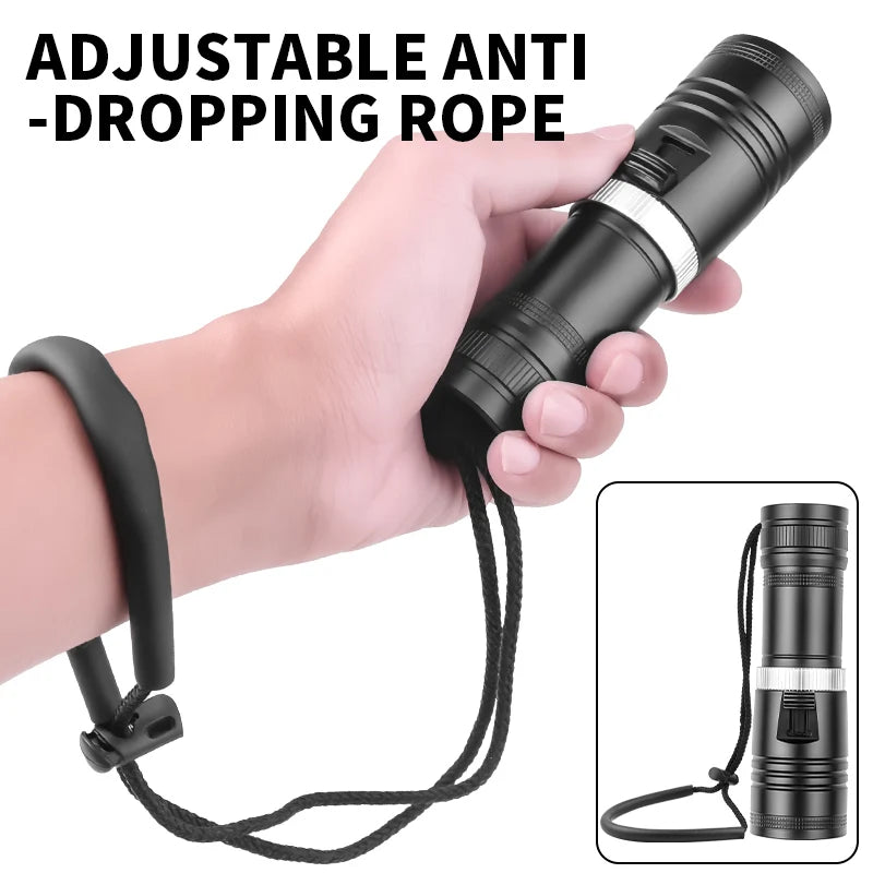 D117 Aluminum Waterproof IPX8 Diving Flashlight LED Scuba Diver Diving Light 100M  Waterproof Lantern Camping Fishing LED Torch