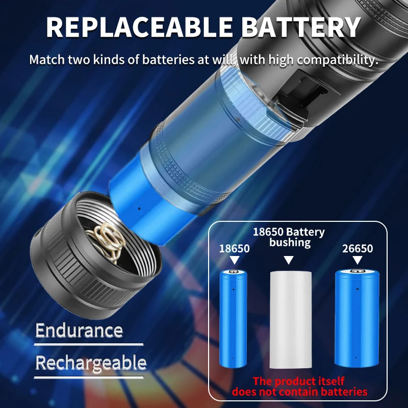 D117 Aluminum Waterproof IPX8 Diving Flashlight LED Scuba Diver Diving Light 100M  Waterproof Lantern Camping Fishing LED Torch