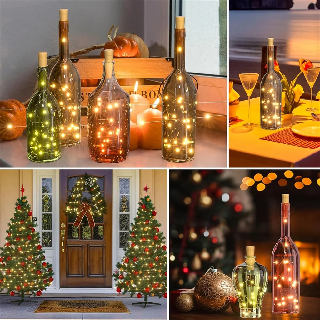 ONCE 10PCS Wine Bottle Cork Lights 20 LED Fairy String Lights for DIY Party Wedding Christmas Festival Bar Decoration