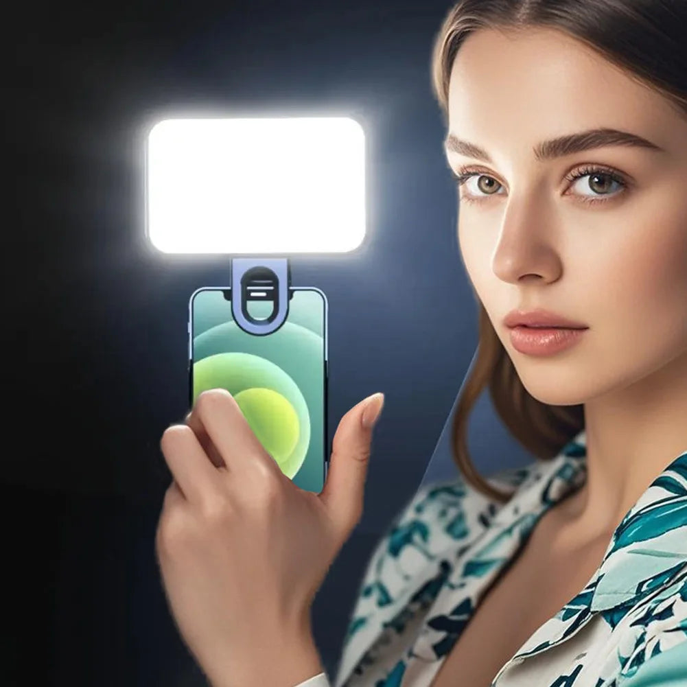 Portable Mini Selfie Fill Light Rechargeable 3 Modes Adjustable Brightness Clip On For Mobile Phone Make Up Computer Fill Light