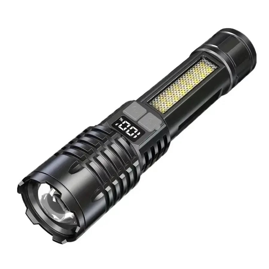 Rechargeable Flashlight w/  Bright COB Light, Portable ZoomTorch for Outdoor Camping/Fishing/Hunting/Climbing/Hiking/Emergencies
