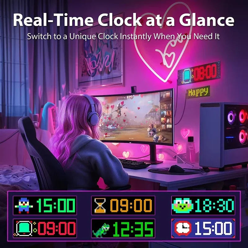 Led Display Truck Eye Car Sign Bluetooth APP Matrix Pixel Panel Night Light DIY Programmable Flexible For Car Store Hotel Bar