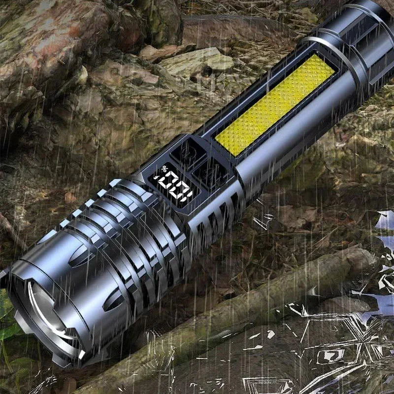 Rechargeable Flashlight w/  Bright COB Light, Portable ZoomTorch for Outdoor Camping/Fishing/Hunting/Climbing/Hiking/Emergencies