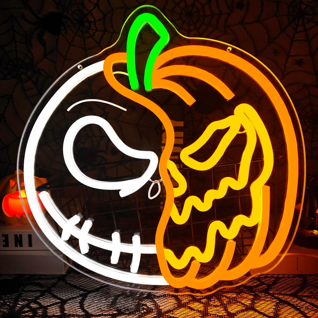 Halloween Neon Signs for Wall Decor Led Pumpkin Lights Sign Skull Neon Sign USB Light Up Pumpkin Signs Dimmable Skull Led Signs