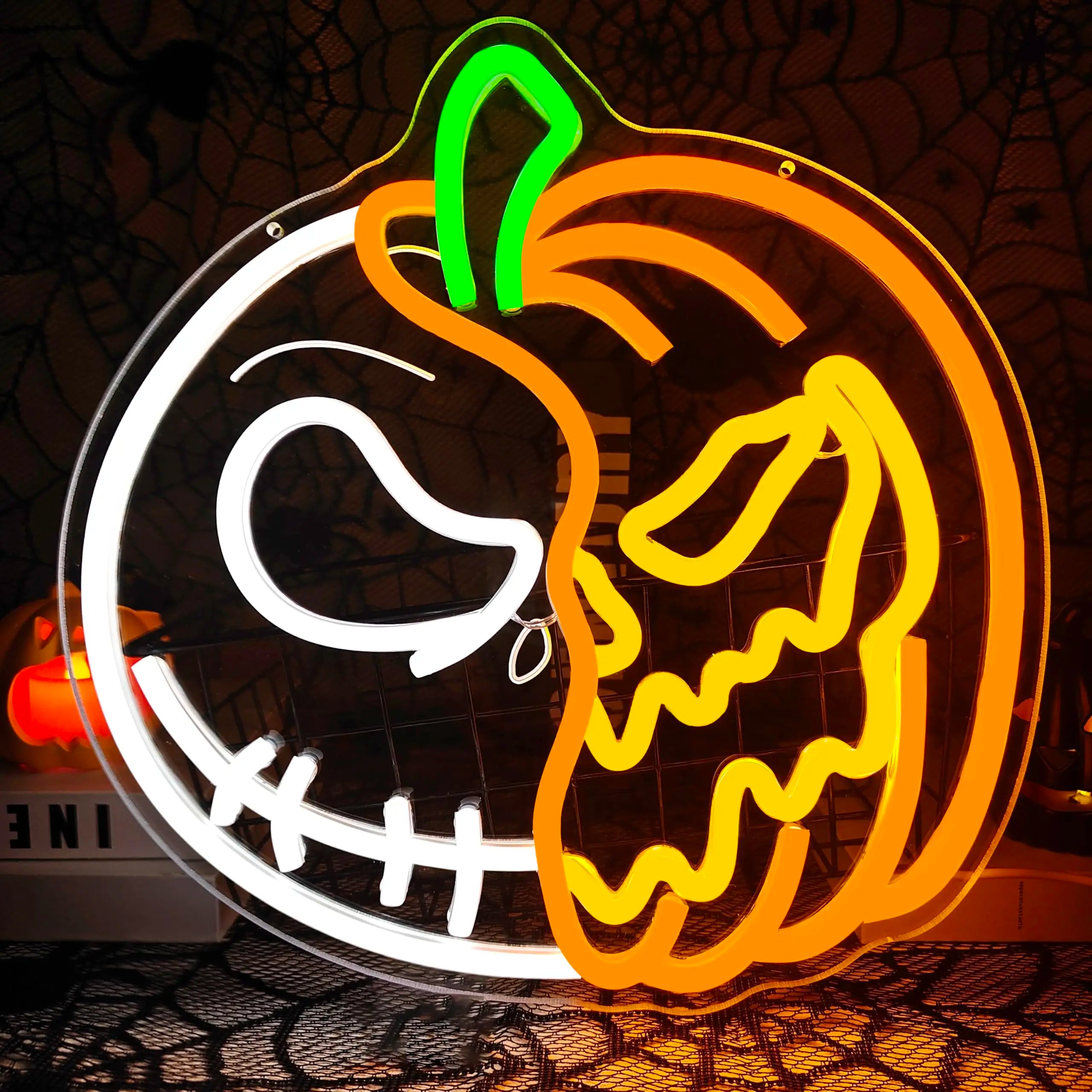 Halloween Neon Signs for Wall Decor Led Pumpkin Lights Sign Skull Neon Sign USB Light Up Pumpkin Signs Dimmable Skull Led Signs
