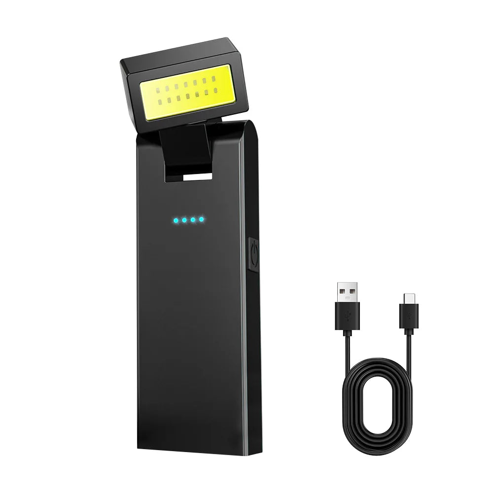 BORUiT 300LM Rotatable Head EDC LED Flashlight Type-C Rechargeable Work Light Torch with Magnet Camping Pocket Lantern